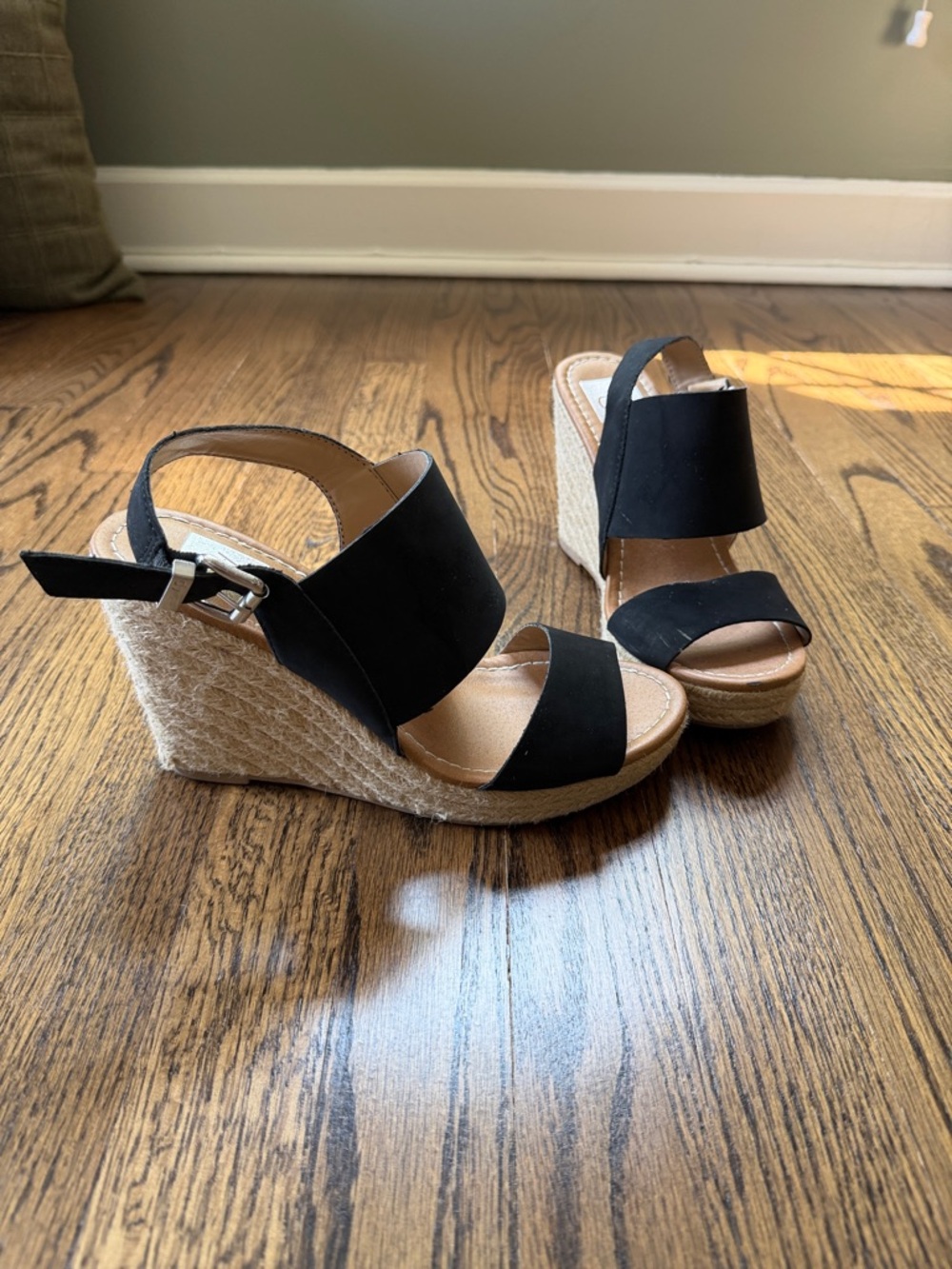 Dolce Vita Black Espadrille Wedge Sandals